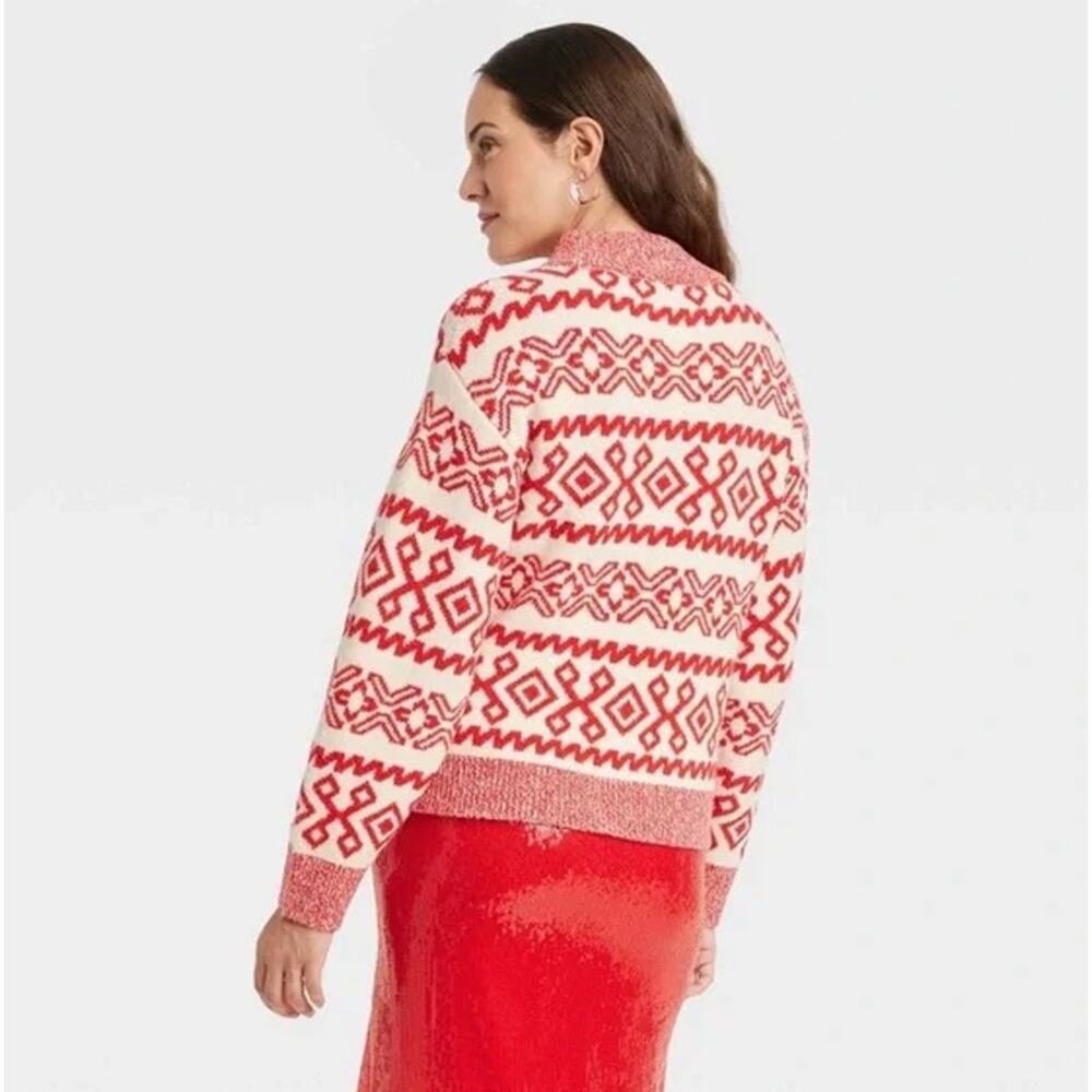 A New Day Apres Crew‎ Neck Graphic Pullover Sweater Red Size Medium - Picture 2 of 11